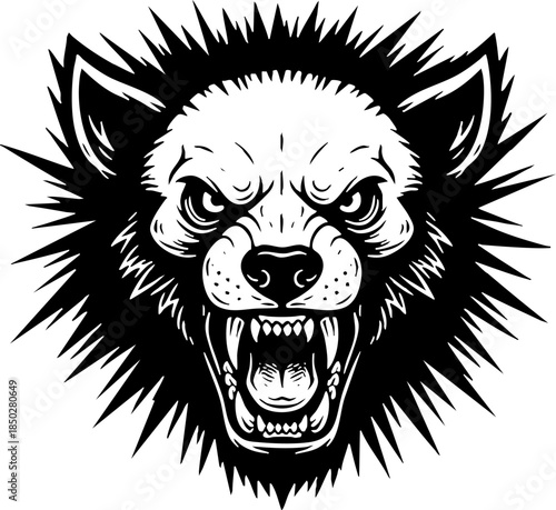 Aggressive Snarling Wolf Head Mascot Illustration Vector Art
