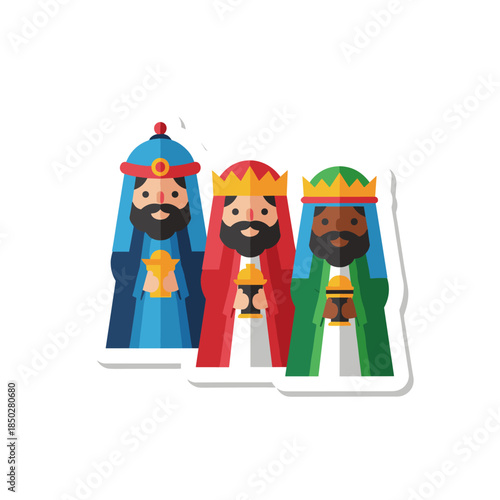 Three Wise Men Flat Design Illustration.