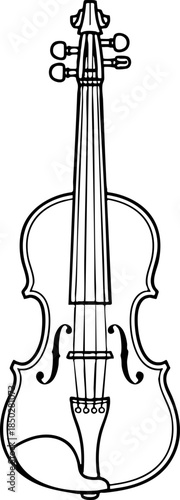 Detailed Line Drawing of a Classical Violin Instrument