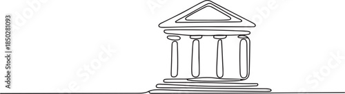 Bank icon in one line continuous drawing vector. Continuous outline of a theater icon, Bank, bank building, court, building with pro. one line Icon drawing