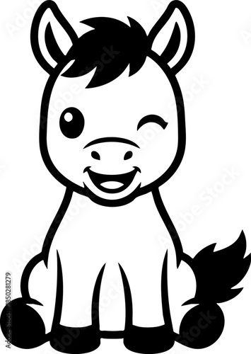 Cute Winking Cartoon Pony Vector Illustration