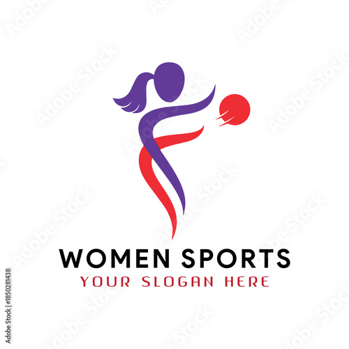women sports and empowering logo design vector format