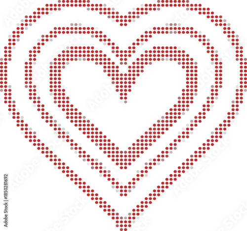 Heart Shape Dot Pattern Red Valentine Romance Symbol Design Element Vector