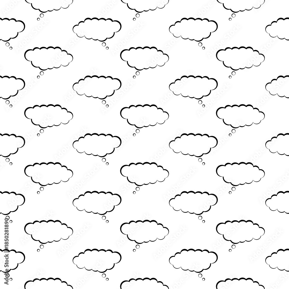 Fototapeta premium Thought cloud seamless pattern isolated on white background