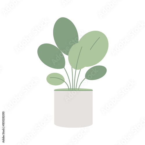Minimalistic vector illustration of a potted houseplant against a clean white background
