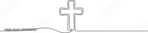 Cross icon icon line continuous editable drawing. One line christianity, orthodox cross. Christian cross. Continuous line drawing. one line Icon drawing