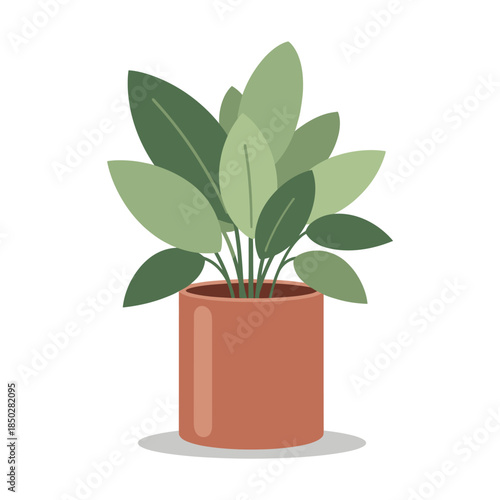 Stylized indoor plant illustration presenting natural elements in minimalistic composition