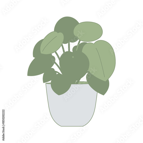 Simple illustration of a lush green houseplant in a minimalistic white pot design