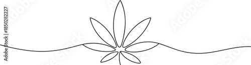 Continuous editable one line drawing of a cannabis leaf as a minimalist marijuana icon. one line Icon drawing