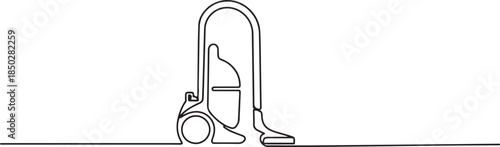 Abstract Vertical Vacuum Cleaner, continuous single one line art hand drawing sketch logo. one line Icon drawing