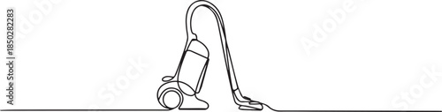 Abstract Vertical Vacuum Cleaner, continuous single one line art hand drawing sketch logo. one line Icon drawing