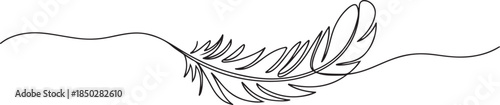 Bird feather continuous one line drawing of bird feather icon Isolated on white background vector illustration, Continuous Line Drawing of Feather Icon. one line Icon drawing