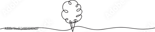 Cotton candy, continuous single one line art hand drawing sketch logo. one line Icon drawing