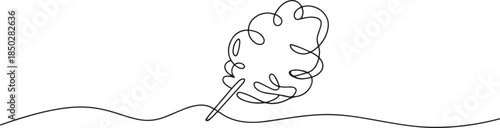 Cotton candy, continuous single one line art hand drawing sketch logo. one line Icon drawing