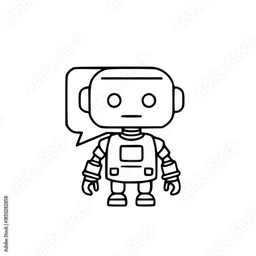 Chatbot Emerging from Message Bubble Vector – Minimal Flat Illustration of AI Conversation, Customer Support Automation, Messaging Interface, and Modern Digital Communication Concept