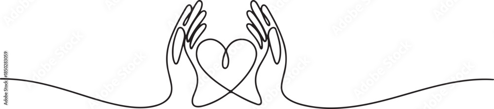 Obraz premium Editable vector stroke of Love and Care. Autism related concept. Continuous one line drawing. one line Icon drawing