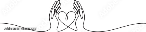 Editable vector stroke of Love and Care. Autism related concept. Continuous one line drawing. one line Icon drawing