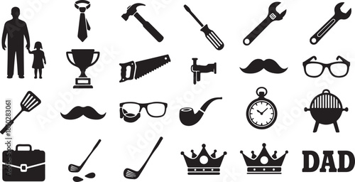 Father s day icons collection silhouette