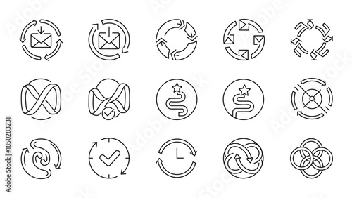 Circular Productivity System Line Icons
