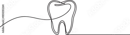 Teeth icon continuous one line drawing outline vector illustration. one line Icon drawing