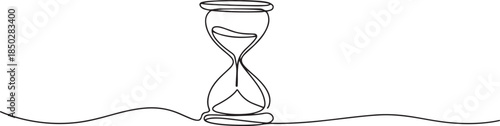 One continuous line drawing of sand hourglass. Vintage timer as Countdown concept, Hourglass drawn one line drawing. one line Icon drawing