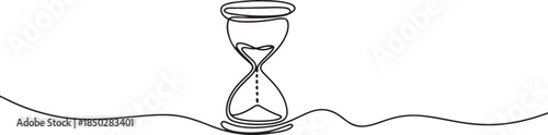 One continuous line drawing of sand hourglass. Vintage timer as Countdown concept, Hourglass drawn one line drawing. one line Icon drawing