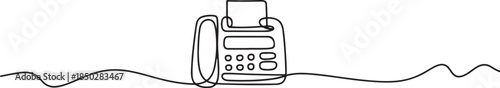 fax machine icon continuous one line drawing, Fax Machine line icon, Fax Line Icon. one line Icon drawing