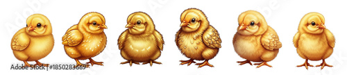 A charming lineup of adorable chicks, each showcasing unique personality. It's a heartwarming display of new life and the simple joys of nature. vector illustration