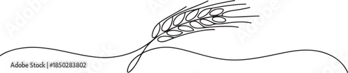 A single line drawing of a spikelet. Continuous line thanksgiving ear icon. one line Icon drawing