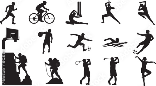 Collection of diverse sports and fitness icons