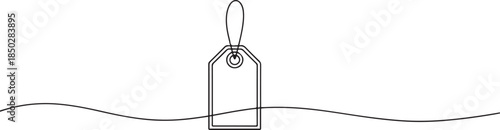 blank prize tag continuous one line drawing vector illustration, Prize tag continuous one line drawing. one line Icon drawing