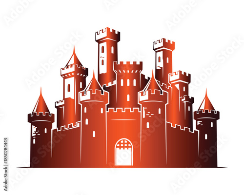 Illustrated Medieval Castle Silhouette