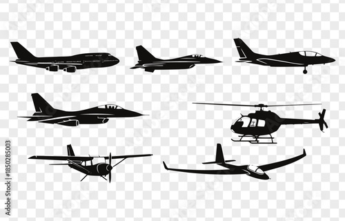 Various Aircraft Silhouettes in Flight