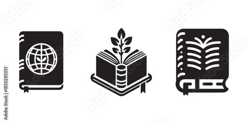 A book silhouette icon with white background