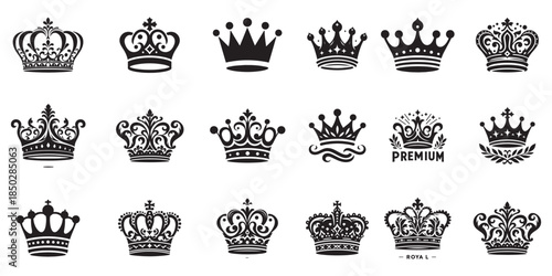 Crown silhouette icon with white background.