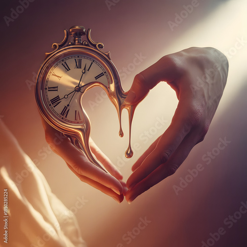 Melting Time Heart – Romantic Surreal Valentine Love Concept Artwork design