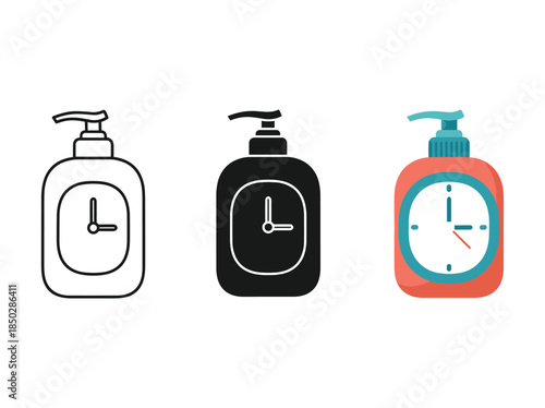 Hand Sanitizer Icons with Clock