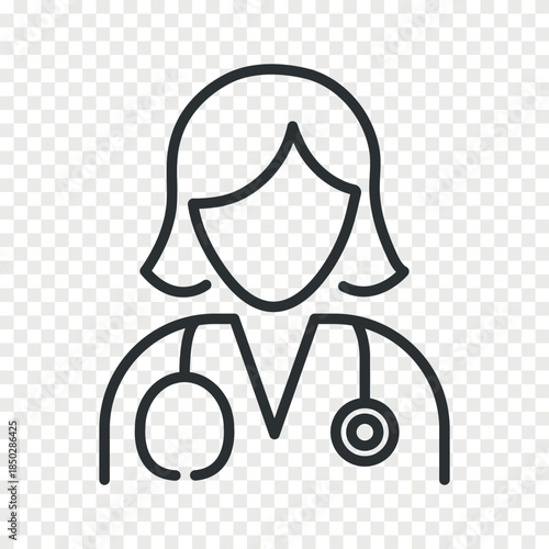 Woman doctor line icon
