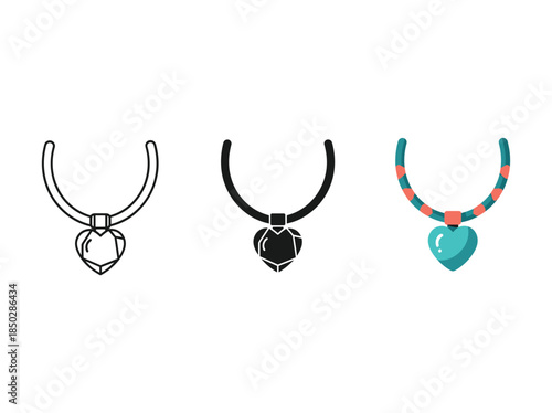 Three necklaces with heart shaped pendants