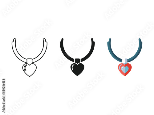 Heart Necklace Icon Set