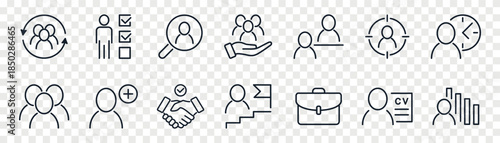 Employee recruitment line icon set