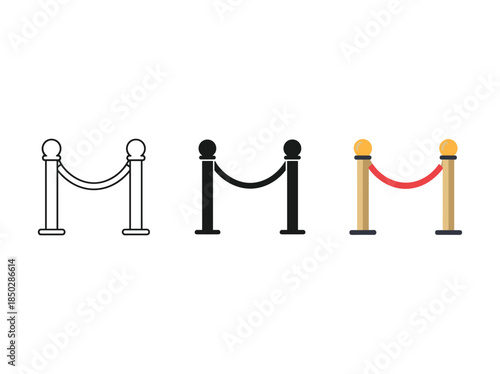 Stanchion icons set on white background