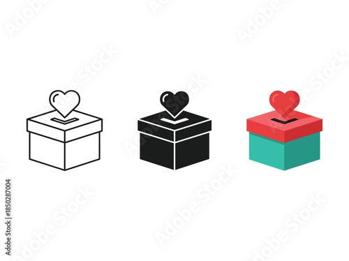 Vote box with heart icon set
