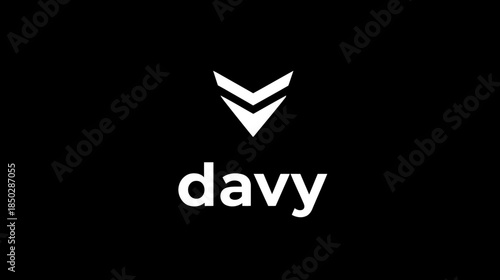 Modern Minimalist White Double Chevron Down Arrow Symbol on Black Background