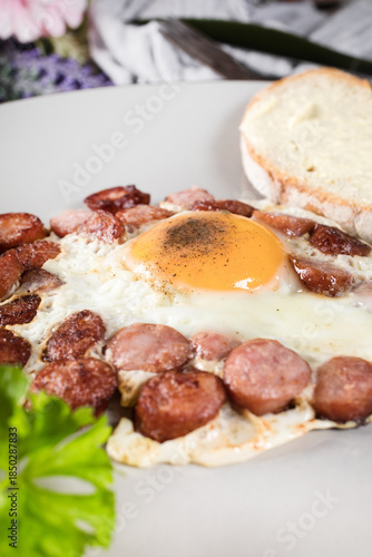 Wallpaper Mural Fried egg with chopped sausage. Torontodigital.ca