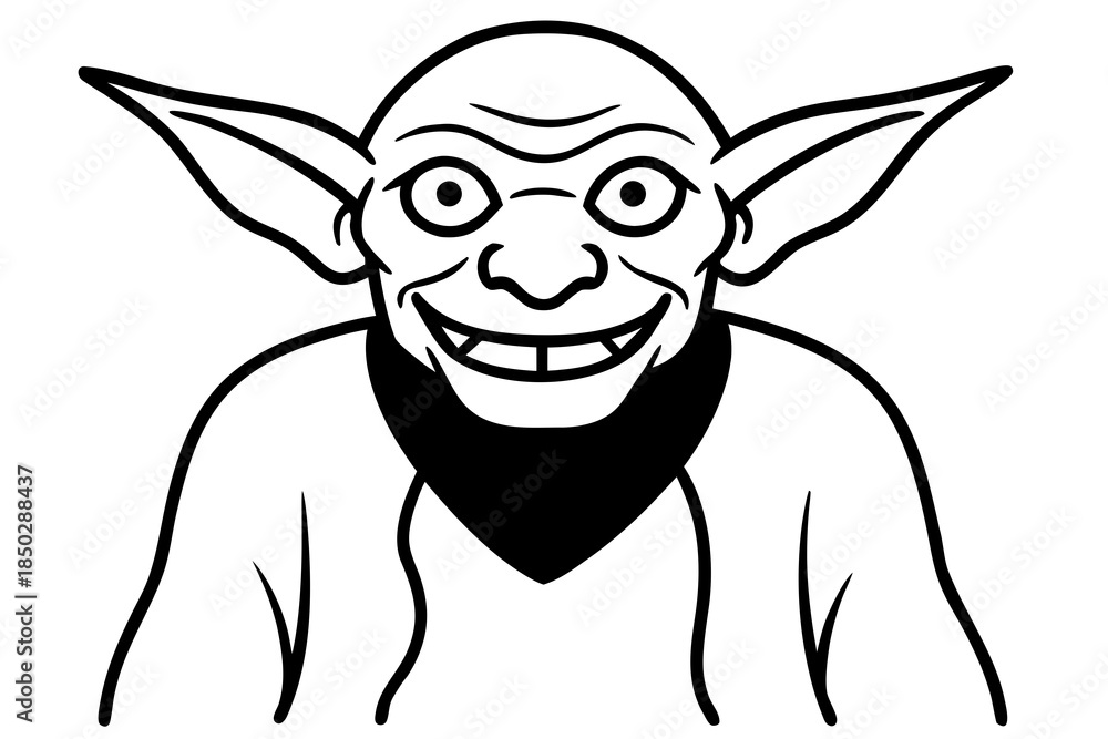 Fototapeta premium Goblin line art white background illustration