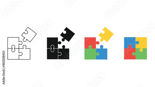 Colorful Puzzle Pieces Illustration Sequence.