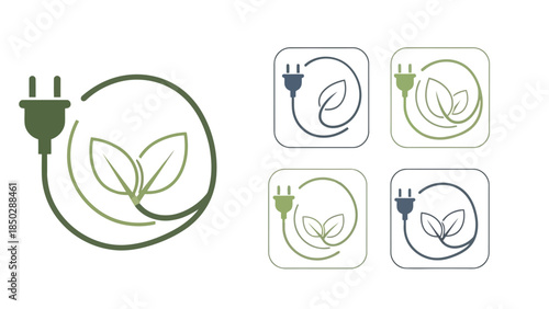 Electric Plug with Green Leaf Logo.