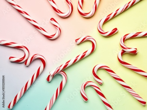  Candy canes on a bright colorful background