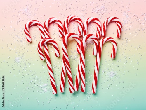  Candy canes on a bright colorful background